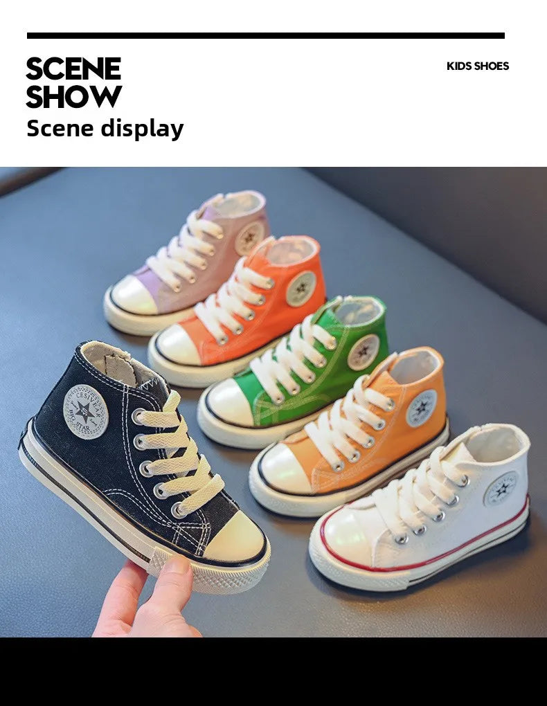 Children's Mid-Top Canvas Shoes Soft Bottom Comfortable Casual Children's Shoes Boys and Girls Non-slip Breathable Board Shoes