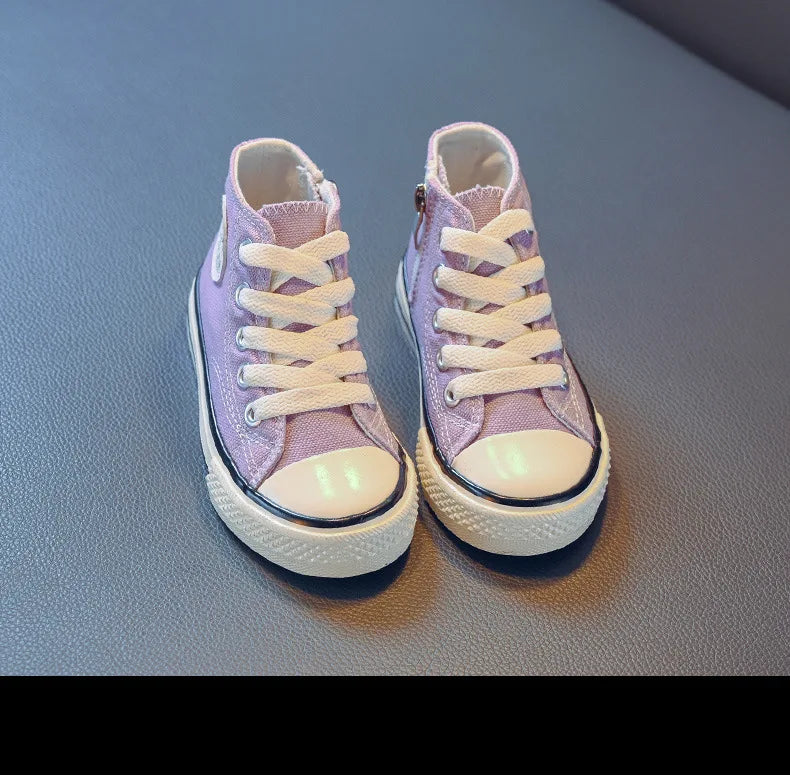 Children's Mid-Top Canvas Shoes Soft Bottom Comfortable Casual Children's Shoes Boys and Girls Non-slip Breathable Board Shoes