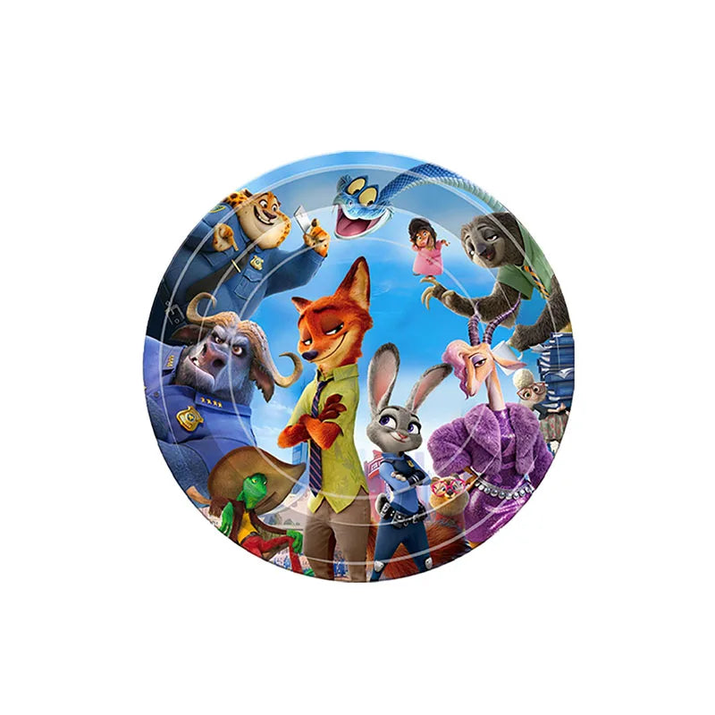 Disney Zootopia Birthday Party Decorations Supplies Judy Nick Tableware Tablecloth Balloon Zootropolis‌ Happy Birthday Plate Kit