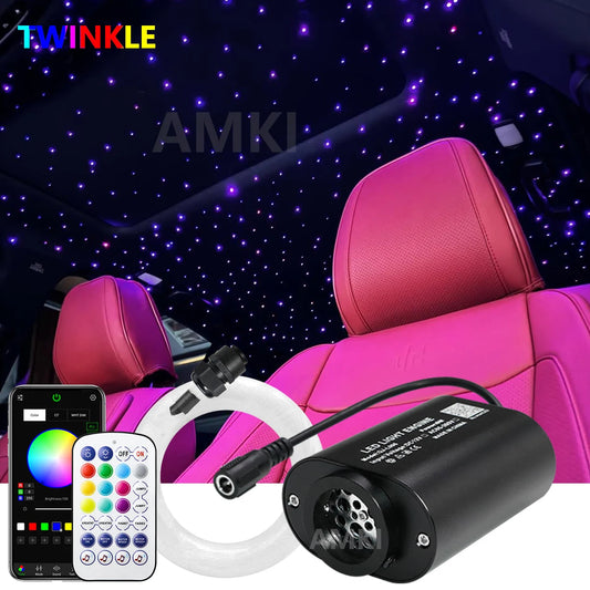 Mini 6W Twinkle Starry Sky Fiber Optic Ceiling Light APP Controlled Star Roof Atmosphere Car Interior Home Decorative Light