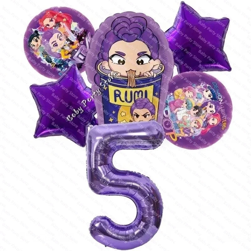 KPop Demon Hunter Theme 18-inch Cartoon Anime Foil Balloon Set for Baby Shower Supplies Kids Birthday Party Decorations Gifts