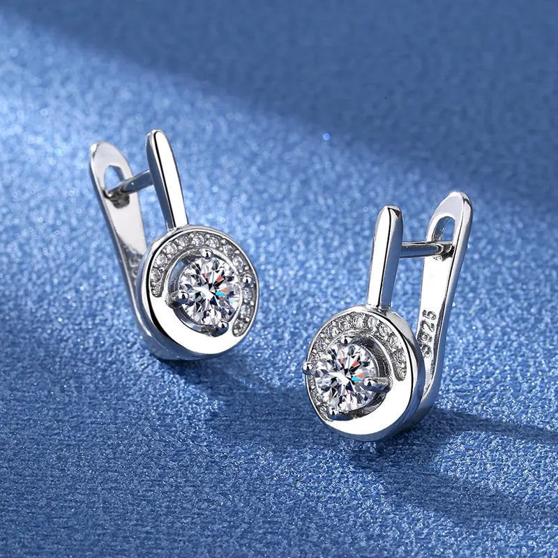 925 Sterling Silver Earrings Jewelry High Quality Retro Simple Pattern Purple White Zircon Earrings Hot Sale