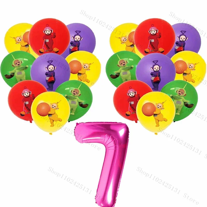 Teletubbies Birthday Party Decoration Tableware Set Paper Plates Balloons Banner Tablecloth For Kids Baby Shower Party Supplies
