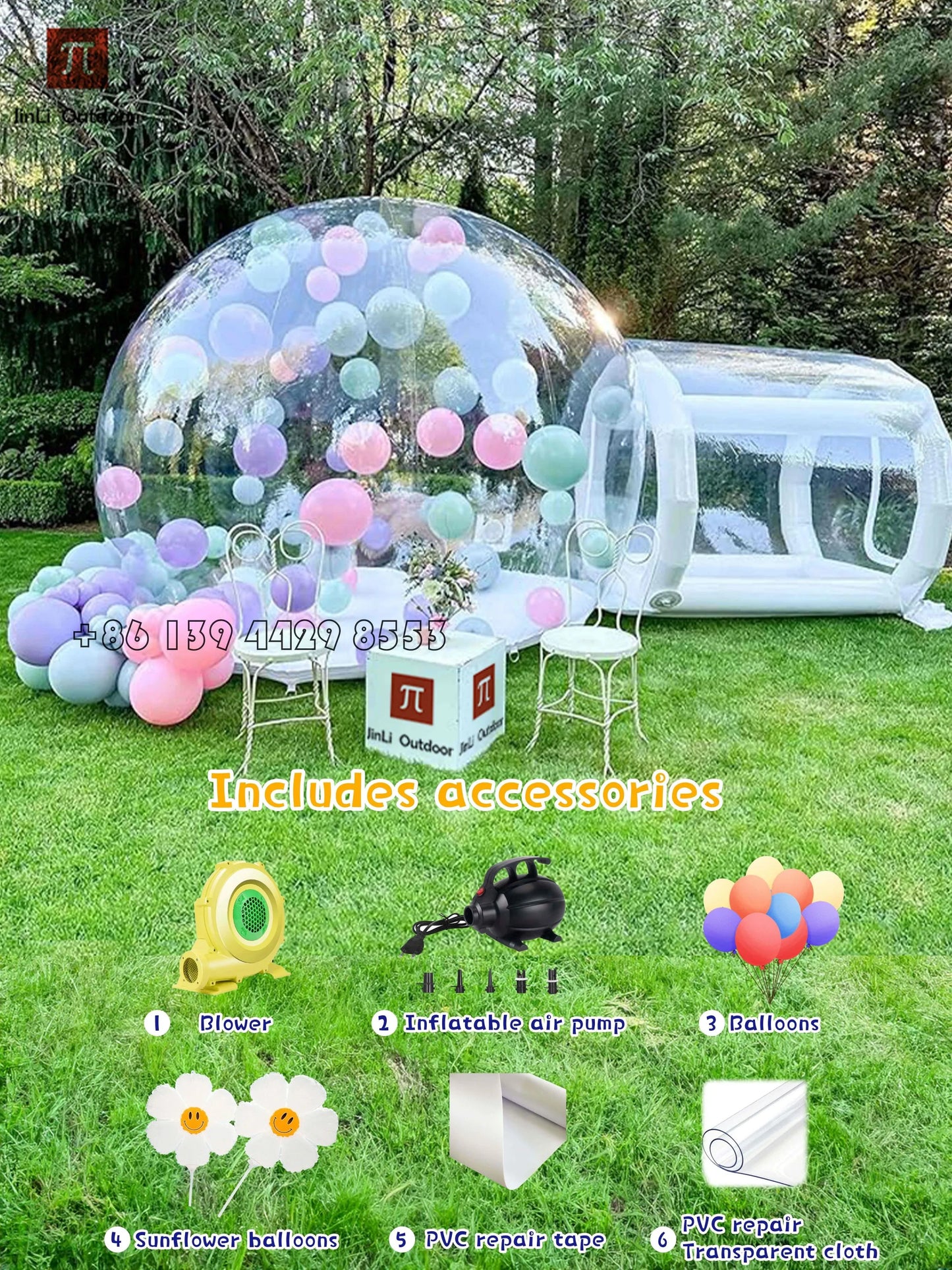 Inflatable Bouncy Bubble House Kids Play with Blower Balloon Transparent PVC Outdoor Dome Tent Bouncer for Chlidren Toys