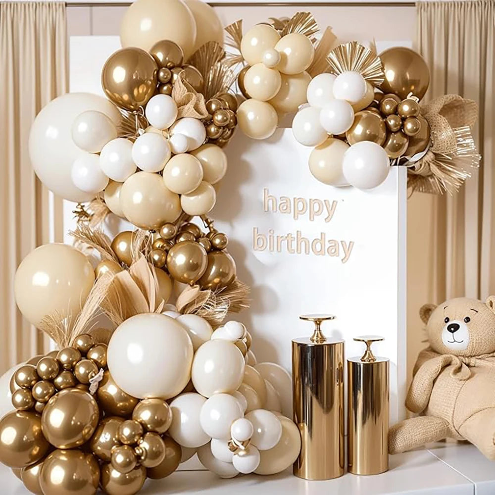 Nude White Sand Balloons Arch Kit Skin Gold Balloon Garland Kids Birthday Party Baby Shower Wedding Graduation Decoration Globos