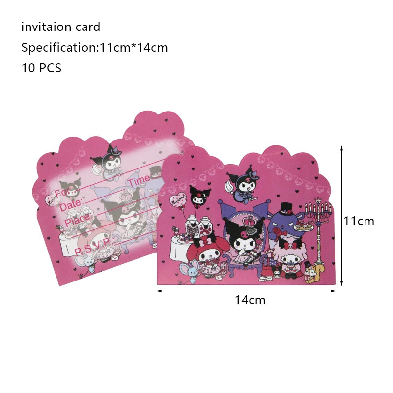 Kuromi Birthday Party Decoration Backdrop Disposable Tableware For Kids Event Supplies Latex Foil Balloons Banner