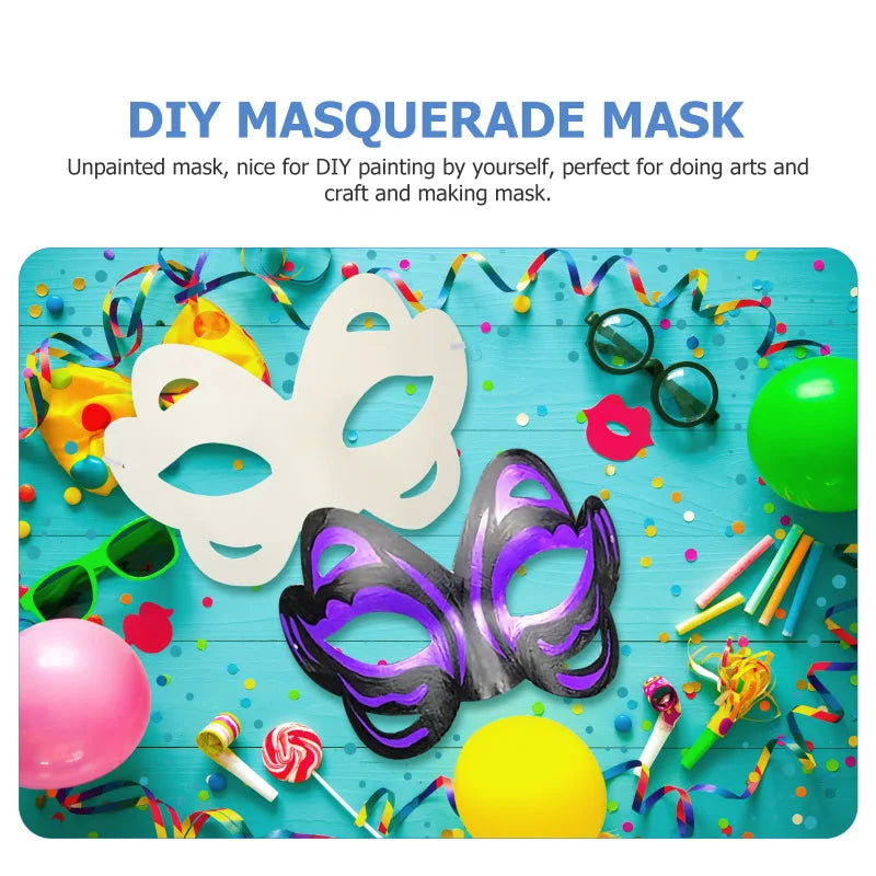 12/20/24 Pcs Halloween Mask DIY Paintable Blank Mask Paper Art Masks DIY Painting Masks For Masquerade Cosplay Party