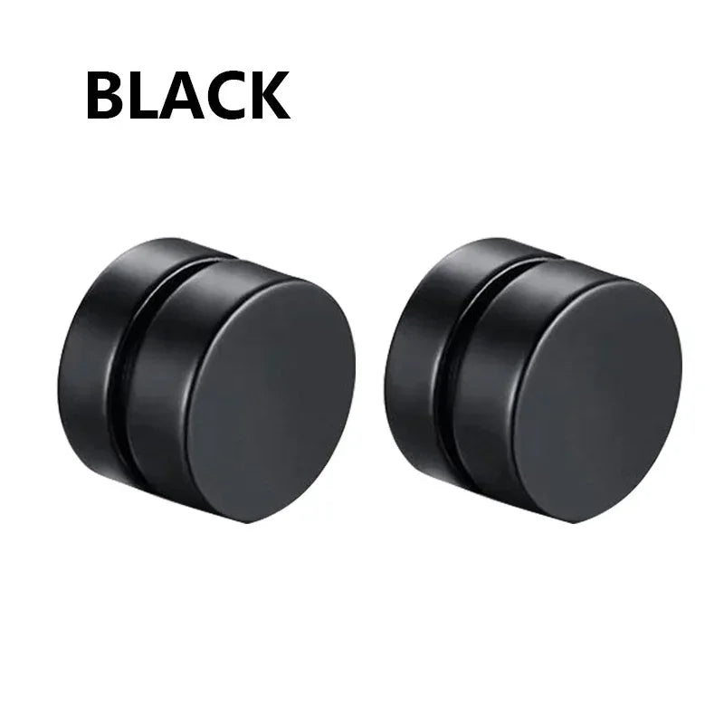 1/3Pairs 6MM Crystal Magnetic No-Pierce Stainless Steel Stud Earrings for Men Punk Zircon Magnet Earrings Non Piercing Jewelry