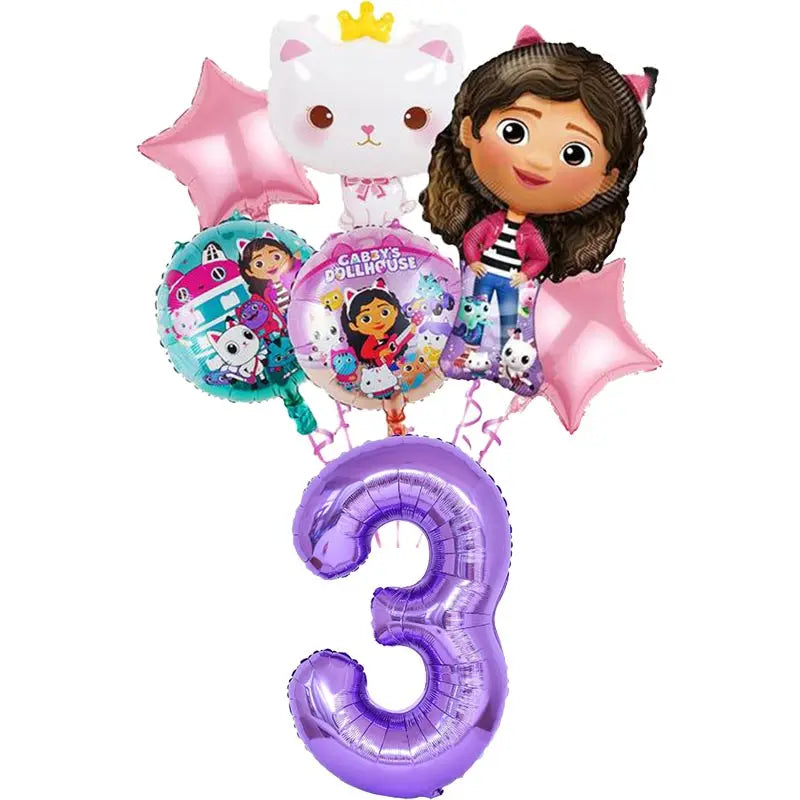 Disney Gabby Dollhouse Birthday Party Decoration Balloon Napkins Children's Disposable Tableware Theme Party Supplies Kids Gifts