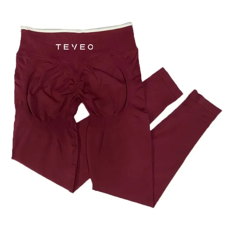 TEVEO Women's Sports Yoga Shorts Fitness Cycling Elastic Sports Pants Ignite Sculpt Scrunch Short Yoga Bra Set leggings