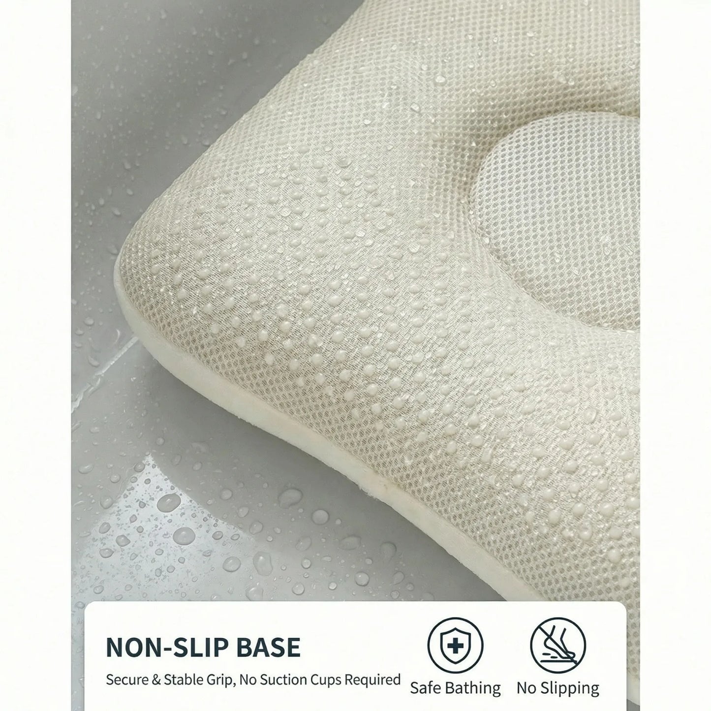 Non-Slip Bath Pillow with Air Mesh Neck Head And Back Support for Bathtub Universal Anti-Slip Mop Support Suciton Cup