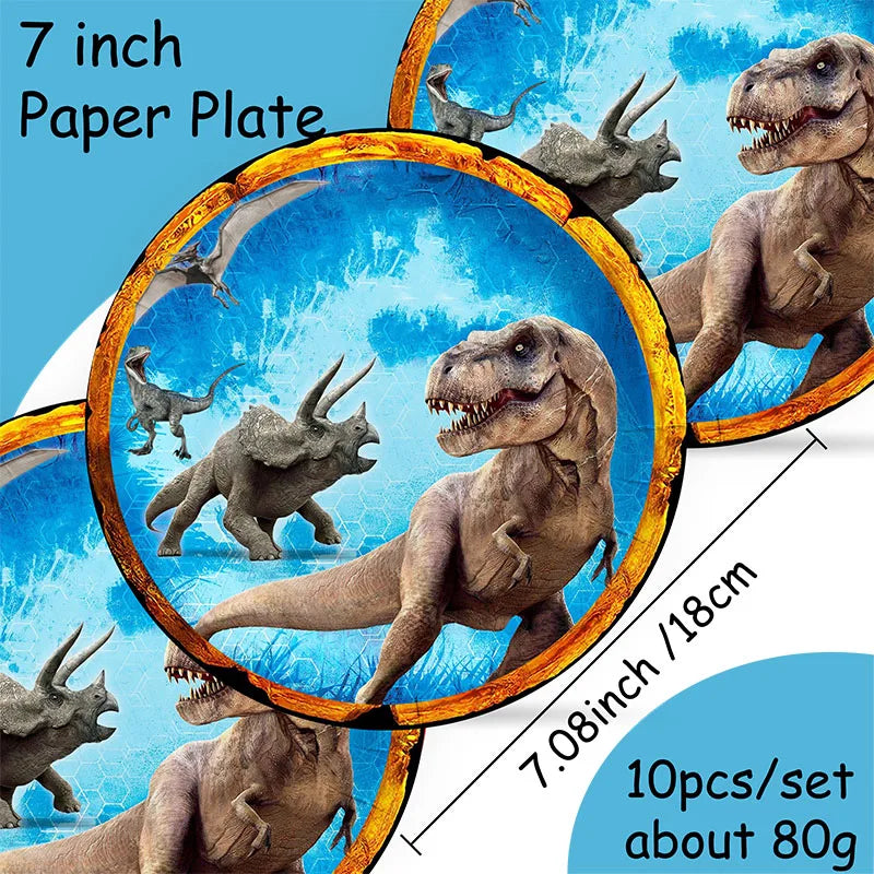 Disney Jurassic dinosaurs Party Supplies Tableware Set Cup Plates Napkins For Kids Birthday Decoration Boys and GirlsBaby Shower