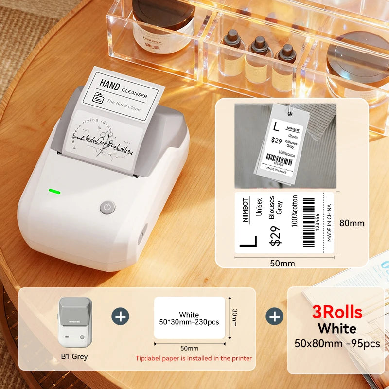 NIIMBOT B1 Portable Thermal Printer With Tapes 2 Inch Adhesive Label Printer Mini Bluetooth Sticker Maker Support Smartphones PC
