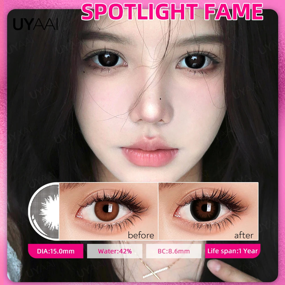 UYAAI Contact Lenses Color Contact Makeup Colored Pupils Black Natural Pupils Beauty 14.5mm Big Black Lenses Brown Contacts Lens