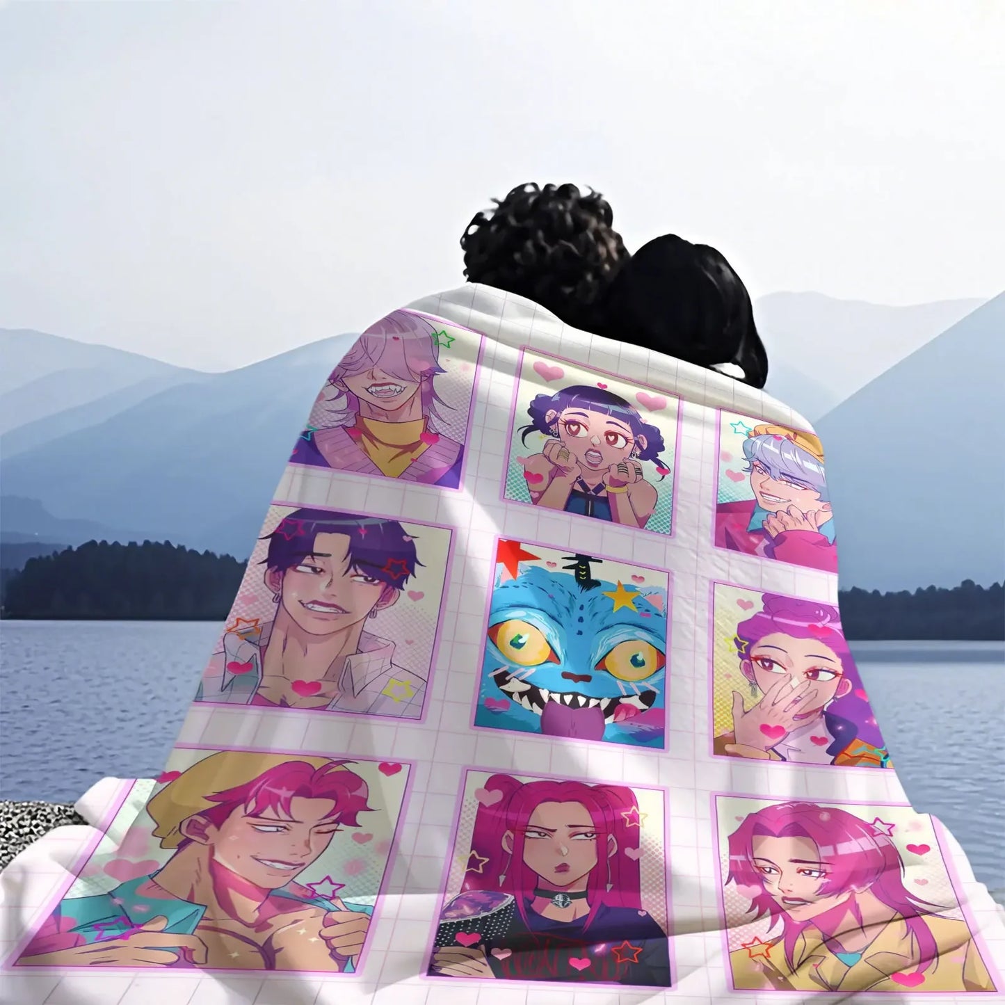 K POP D-Demon H-Hunters Collage Blanket Hot Anime Soft Warm Flannel Throw Sofa Bed Cover Travel Camping Kids Girls Fans Gift