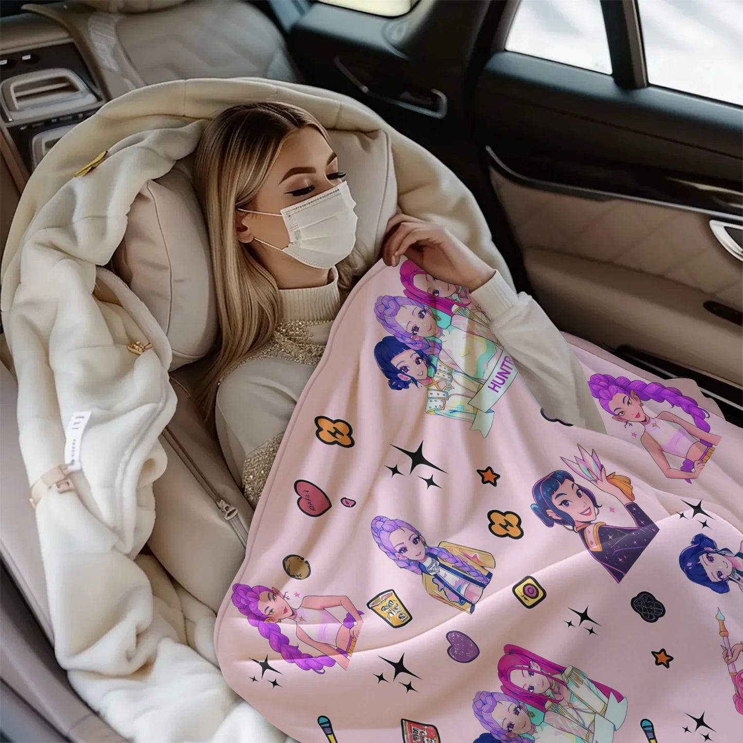 Cute Sticker K Pop Flannel Blanket: Cozy Up With Your Bias For Chill Days