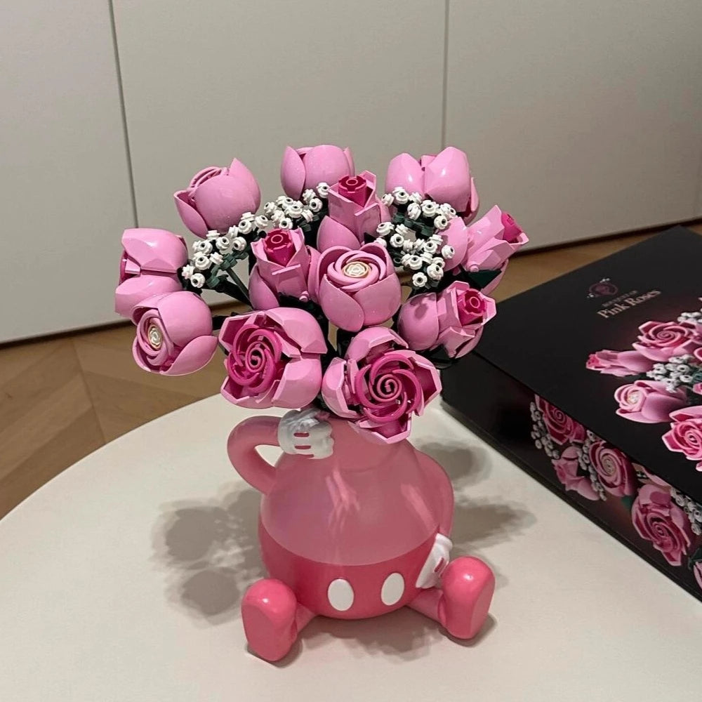 2026 HOT Pink Rose Bouquet 10374 Building Blocks Sets Suitable for Valentine's Day Gifts Compatible with Legoed Particles，789pcs