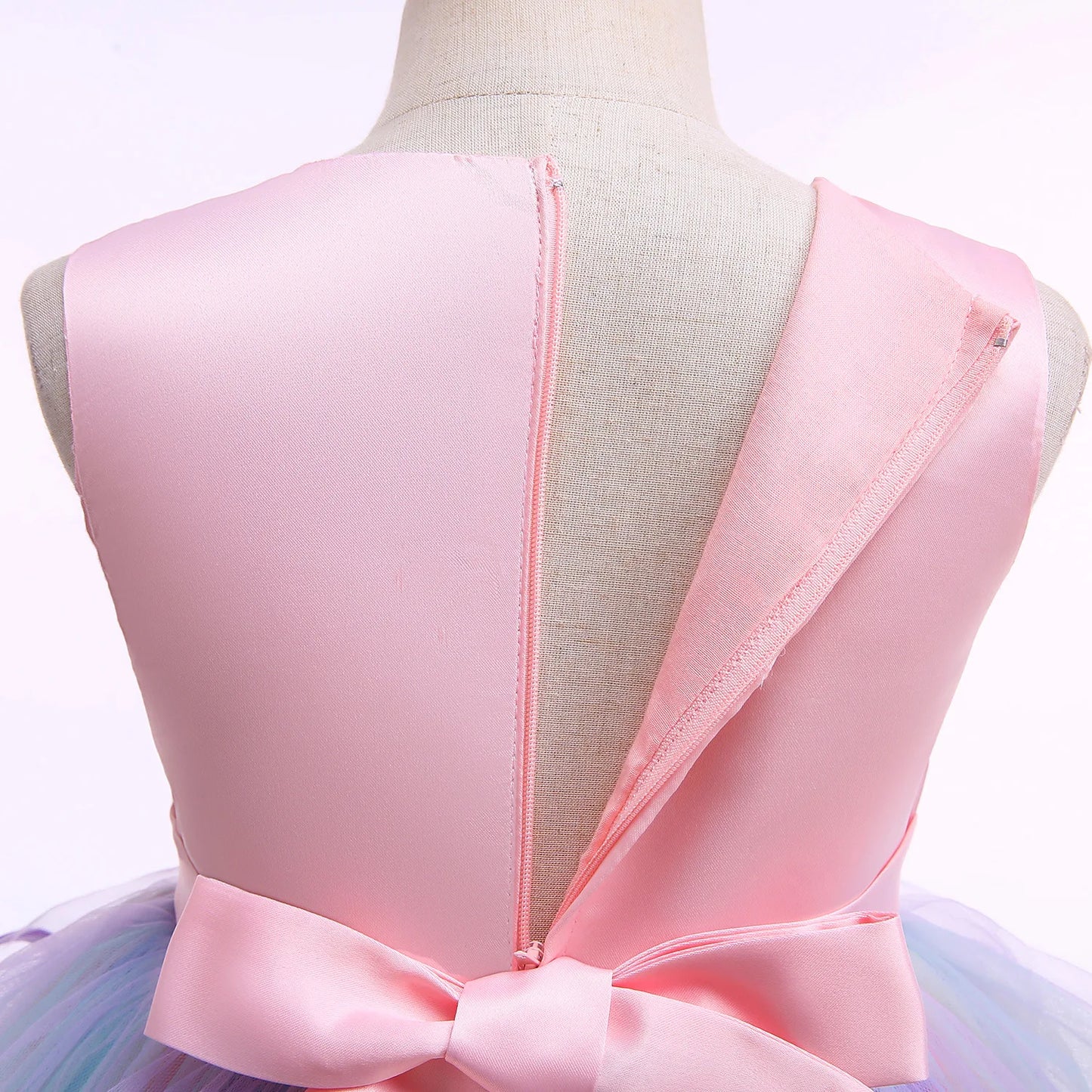 Summer Dress Girl Unicorn Cosplay Costume Children's Day Mesh Rainbow Tulle Princess Dress for Birthday Gift Kids Fashion Dress
