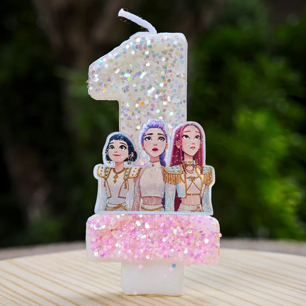 Kpop Demon Hunters Candle Number 0-9 Soccer Candle Cake Decoration Birthday Party for Kids Baby Shower Decor Gift