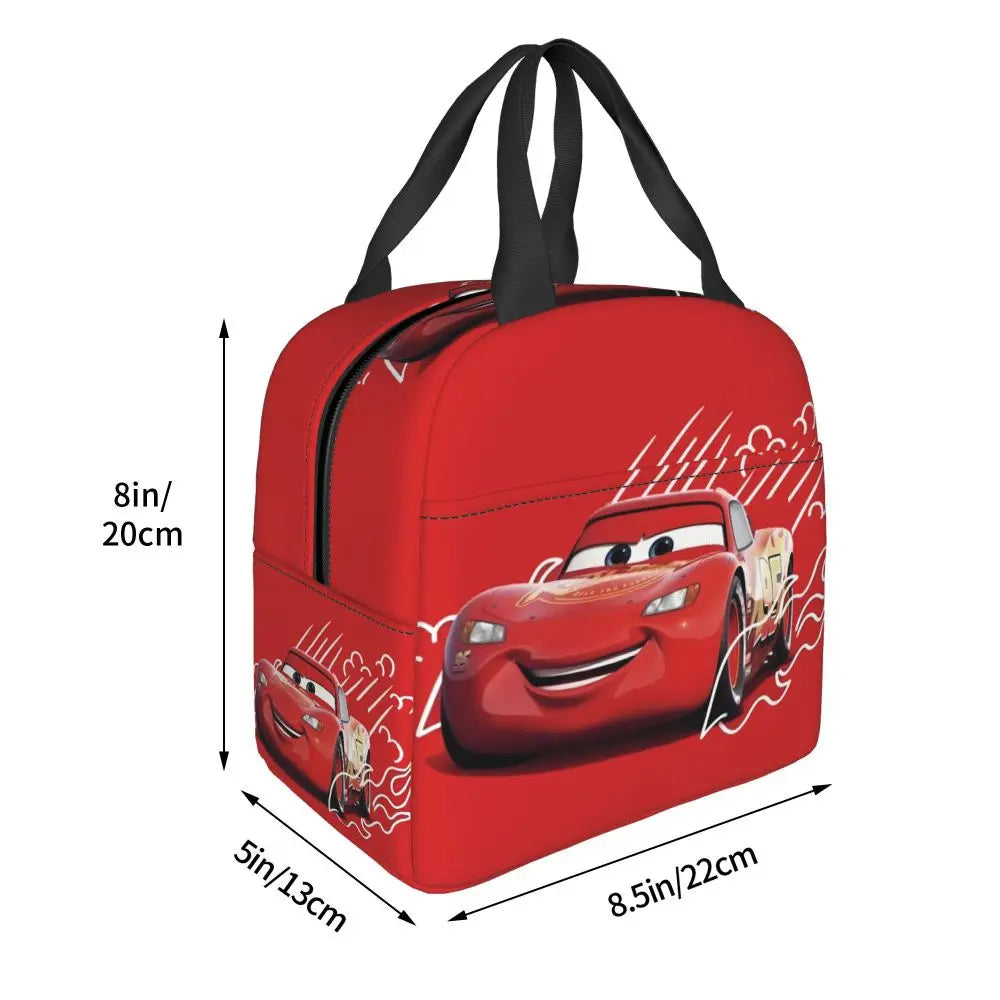 Custom Car 95 Lightning Mcqueen Insulated Lunch Bag for Women Resuable Racing Car Thermal Cooler Bento Box Office Picnic Travel