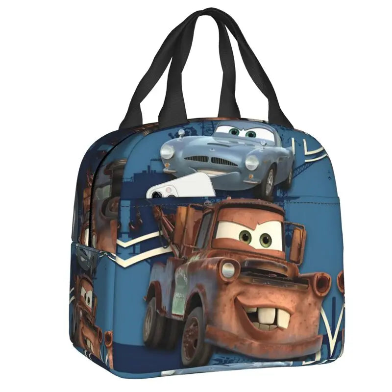 Custom Car 95 Lightning Mcqueen Insulated Lunch Bag for Women Resuable Racing Car Thermal Cooler Bento Box Office Picnic Travel