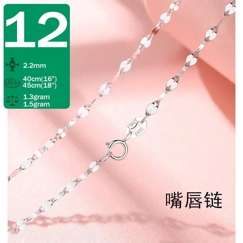 TrustDavis Real 925 Sterling Silver Necklace Water-wave Snake Beads Box Chain 40/45cm Necklace For Woman Necklace Jewelry DC25