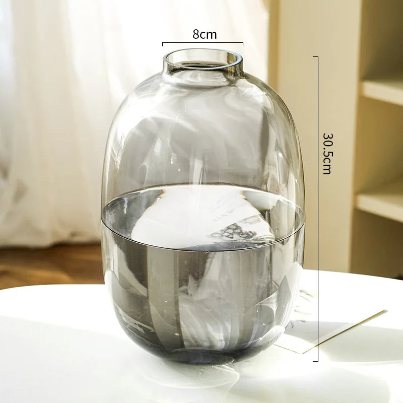Transparent Glass Vase, Office Decor, Large Capacity Hydroponic Flower Pot, Vase, Bedroom Aesthetic Decor, Home Decor