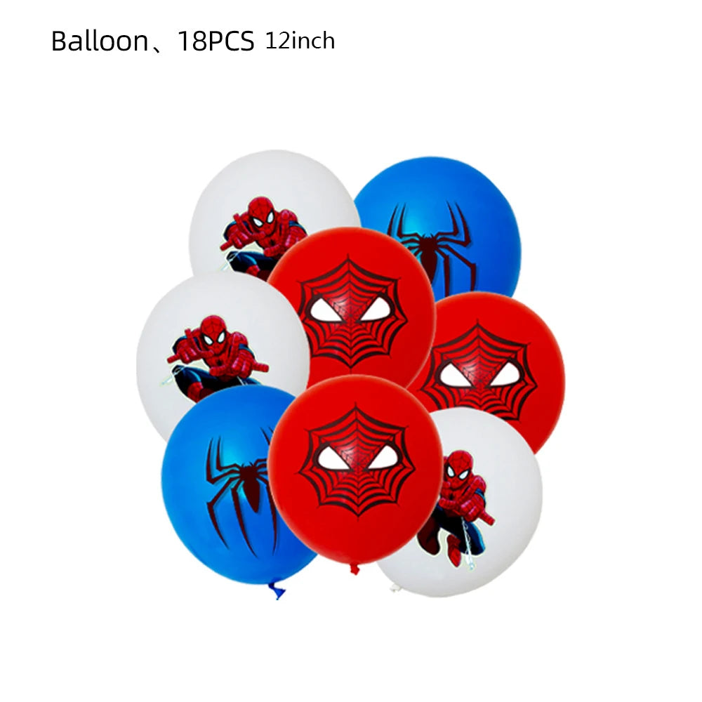 Spiderman Theme Birthday Party Decoration Blue Red SpiderMan Disposable Tableware Set Banner Balloons for Baby Shower Kids Gifts