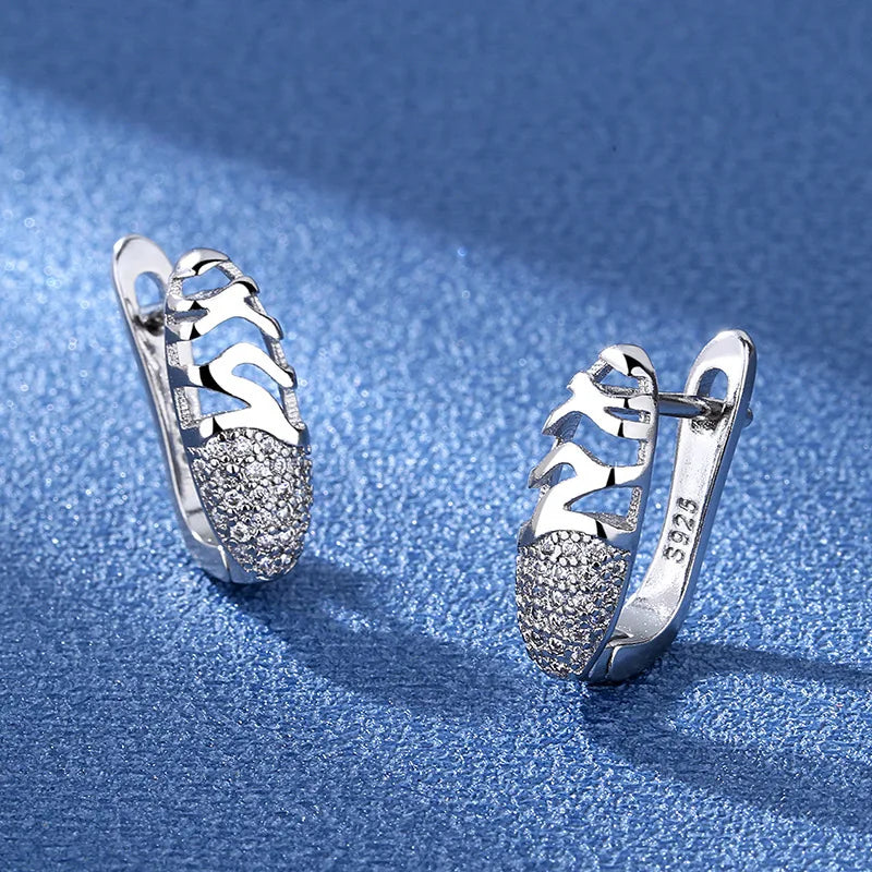 925 Sterling Silver Earrings Jewelry High Quality Retro Simple Pattern Purple White Zircon Earrings Hot Sale