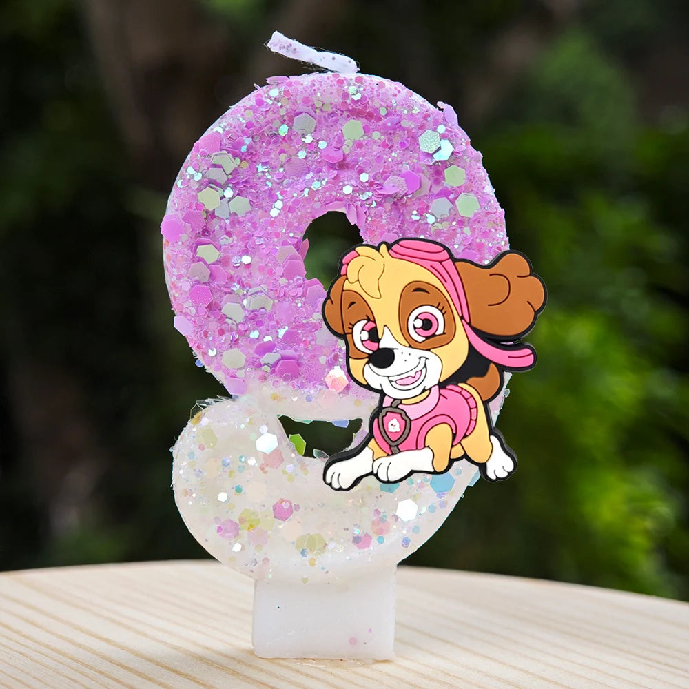 Paw Patrol Candle 0-9 Number Candle Paw Patrol Cartoon Character Party Cake Plug-in Birthday Cake Decoration Baby Shower Gift