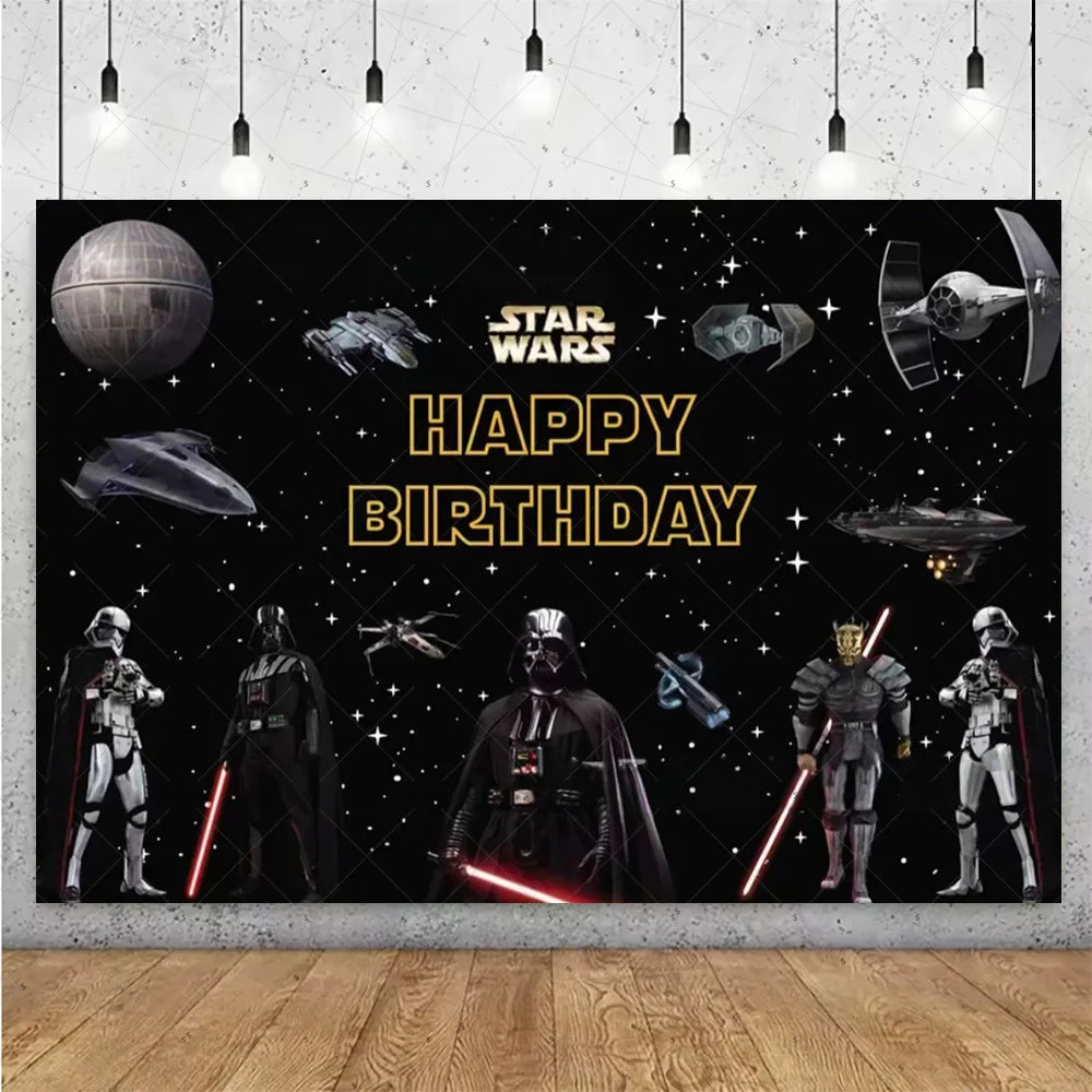 Film Star Wars Theme Birthday Party Decorations Cake Topper Number Balloons Background Yoda Master Robot Backdrop Supplies Gifts