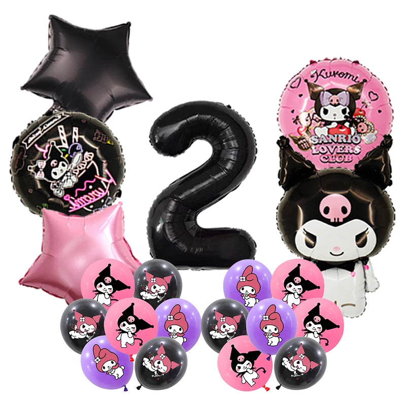 Kuromi Birthday Party Decoration Backdrop Disposable Tableware For Kids Event Supplies Latex Foil Balloons Banner