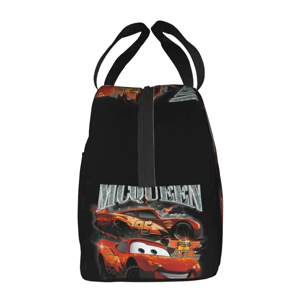 Custom Car 95 Lightning Mcqueen Insulated Lunch Bag for Women Resuable Racing Car Thermal Cooler Bento Box Office Picnic Travel
