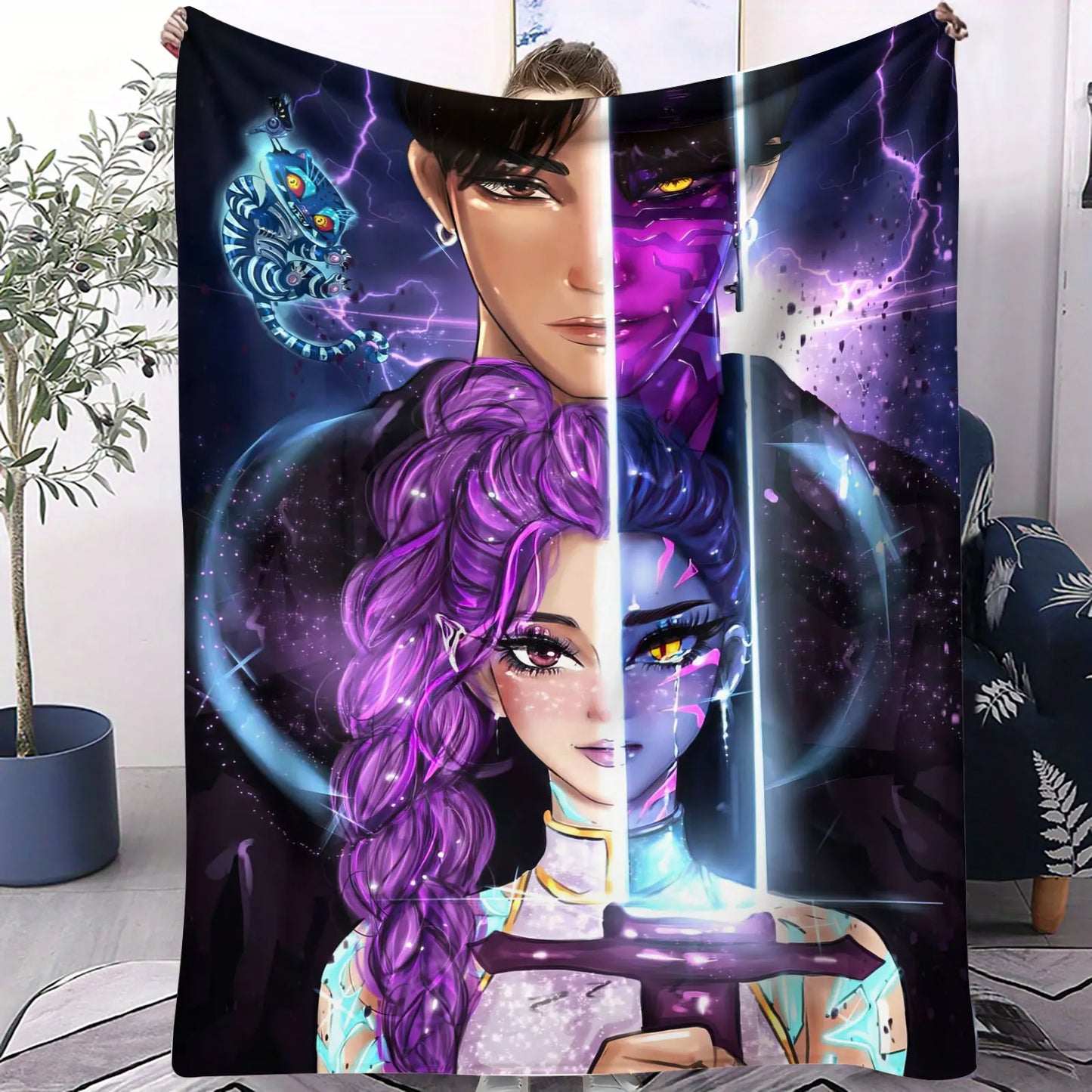 K Pop Demon Hunters Blanket Flannel Blanket Hot Anime Fan Gift Warm for Home Sofa Cover Camping Travel Multifunctional Blanket