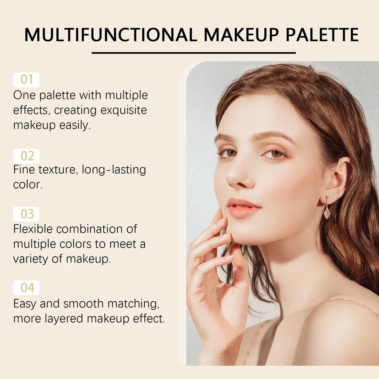 Multicolor Baked Powder Makeup Set Waterproof Brightening Setting Concealing Smudge Proof with 3 Pcs Brushes Valentine's Day Gif
