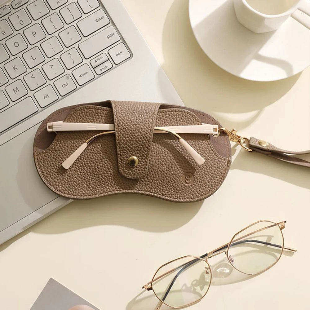 Soft Lychee Pattern Pu Leather Glasses Bag Retro Sunglasses Case Portable Myopia Frame Case Simple Eyeglasses Bag