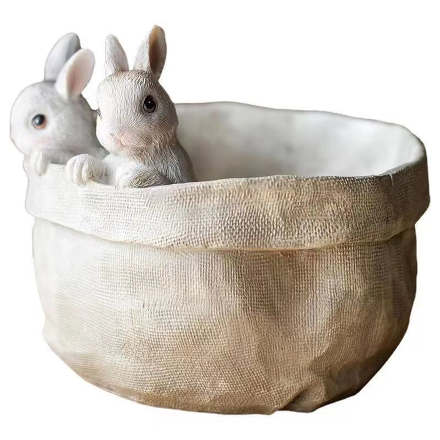 Resin Easter Bunny Planter Decorative Rabbits Flower Pots Ornament Cute Nordic Style Planter for Home Courtyard Lawn Decoration