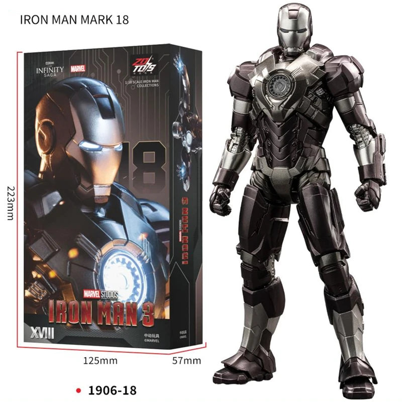 ZD Toys Iron Man Action Figure Joint Movable MK1 MK3 MK6 MK7 MK42 MK45 MK50 MK85 MK17 MK33 MK39 Adult Collection Figure Gift