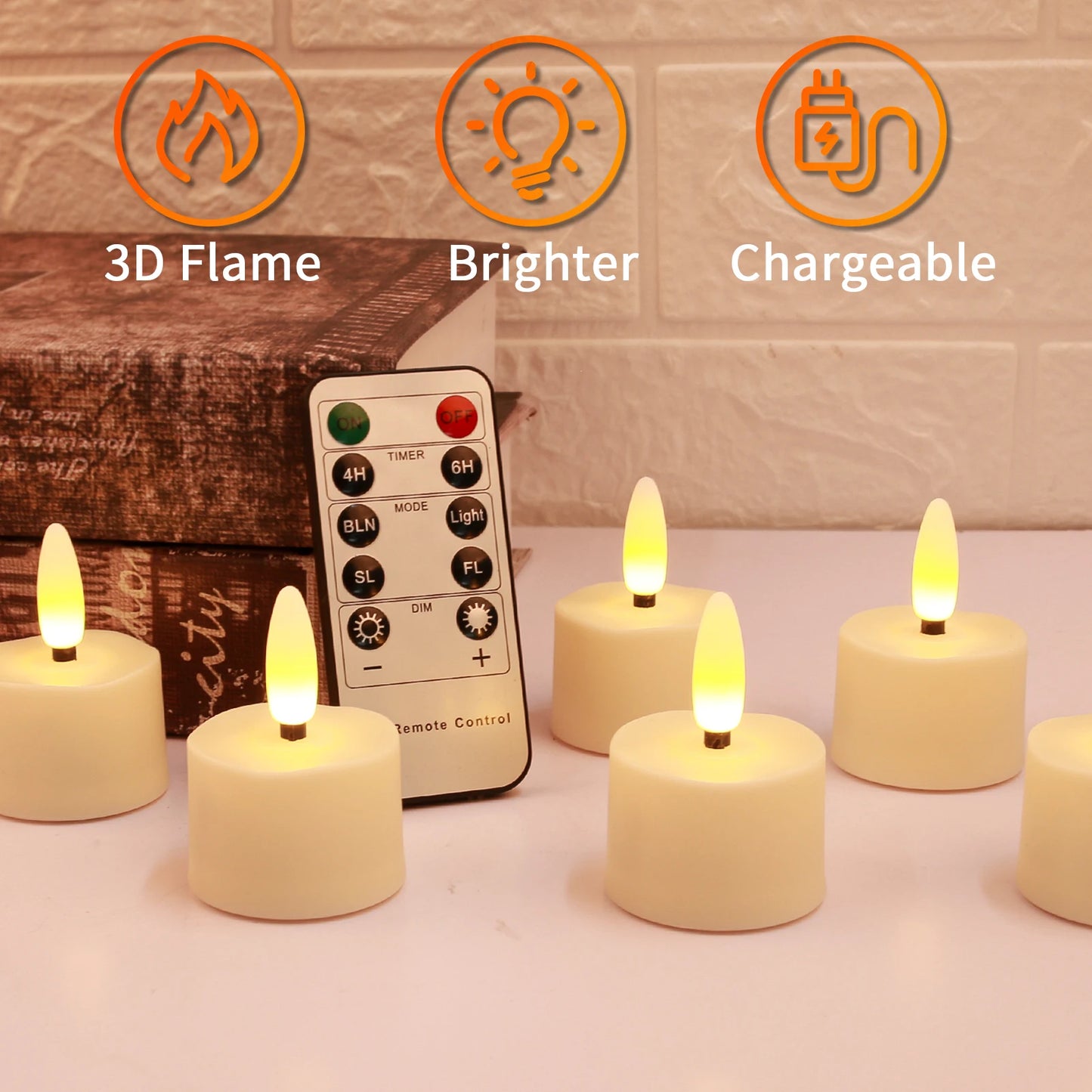 Rechargeable Flameless Tea Lights with Remote LED Tealights Battery Operated Realistic Flickering for Home Holiday Wedding Table