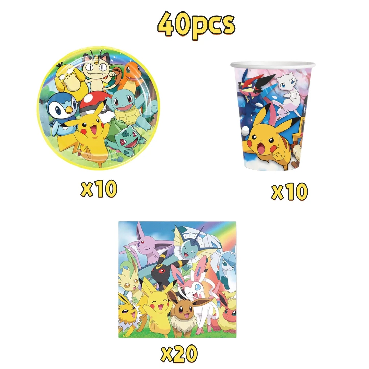 Pokemons Party Birthday Decoration Happy Pikachu Theme Tableware Cups Plates Balloons Banner Supplies Kids Favors Baby Shower