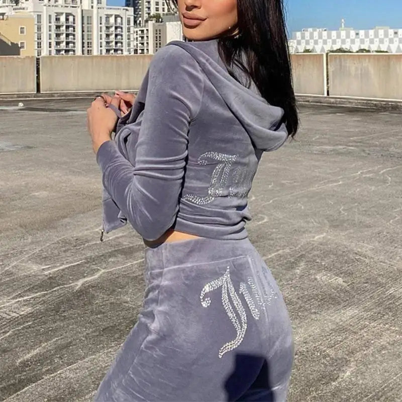 Faionable Ladies 2-Piece Set Long Pants Top Ensemble Women's Suit Autumn Collection Elastied Waist Comfortable Fit