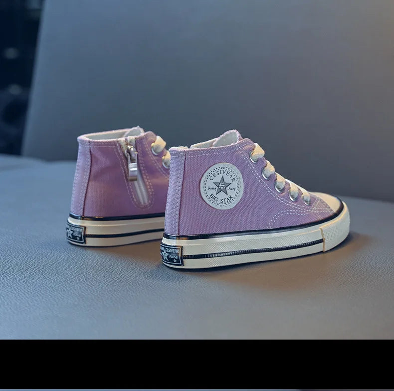 Children's Mid-Top Canvas Shoes Soft Bottom Comfortable Casual Children's Shoes Boys and Girls Non-slip Breathable Board Shoes