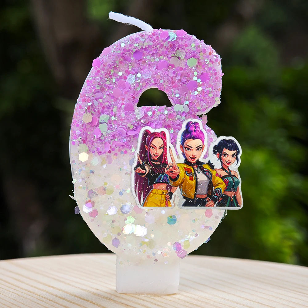 Kpop Demon Hunters Candle Number 0-9 Soccer Candle Cake Decoration Birthday Party for Kids Baby Shower Decor Gift