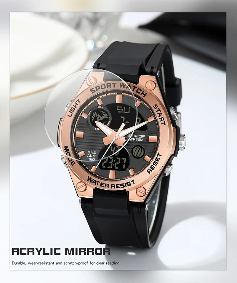 SANDA Girl Electronic Top Brand G Style LED Digital Watch Women Sport Chronograph Lady Quartz Wristwatch 50m Waterproof Female