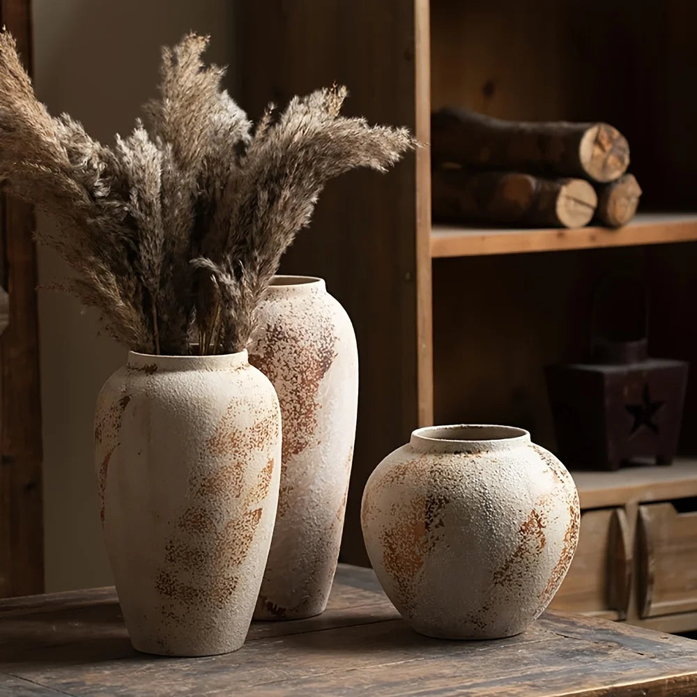 Elegant Retro White Speckled Ceramic Flower Pot - Exquisite Design Creates an Elegant Atmosphere, Suitable for Various Flowers, Unique Speckled Texture Adds Classical Beauty, Perfect for Decorating Home or Office Spaces
