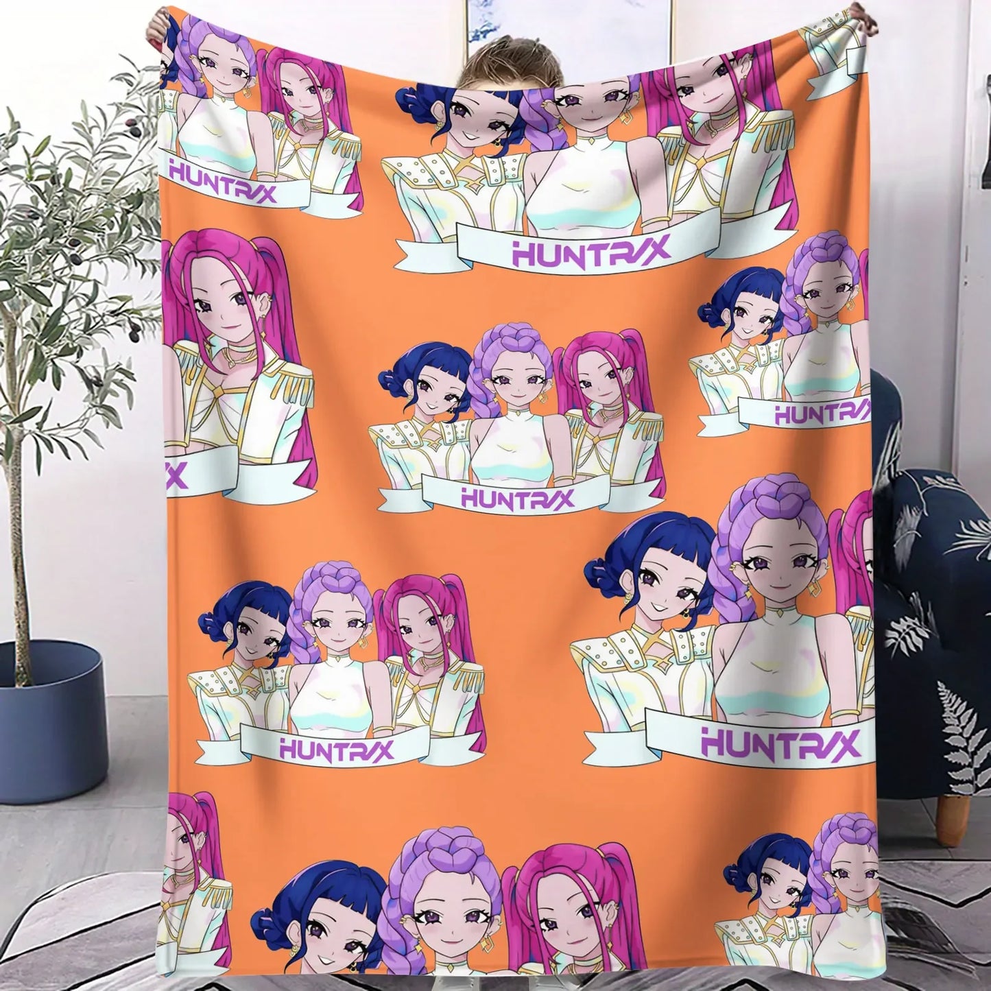 K POP D-Demon H-Hunters Collage Blanket Hot Anime Soft Warm Flannel Throw Sofa Bed Cover Travel Camping Kids Girls Fans Gift