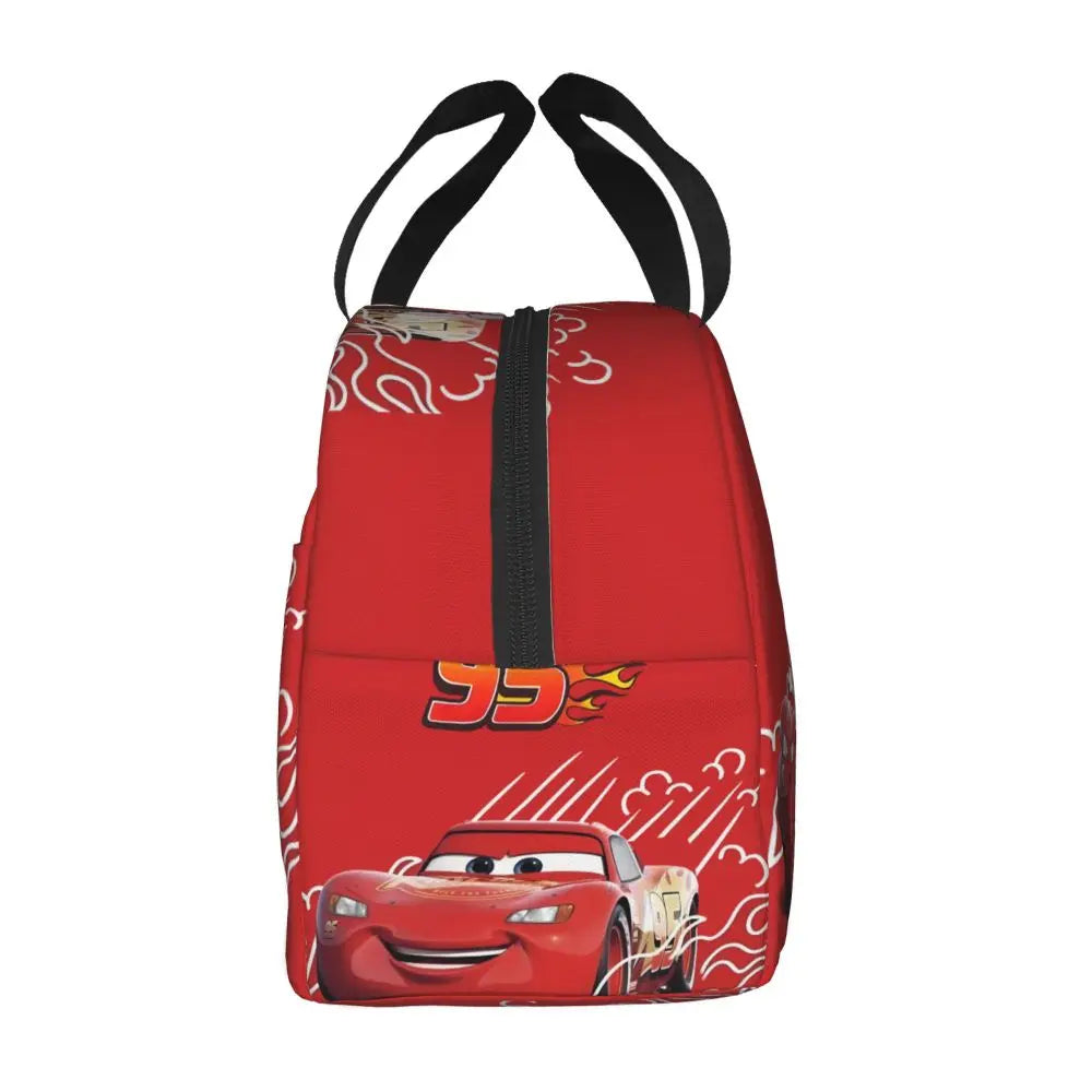 Custom Car 95 Lightning Mcqueen Insulated Lunch Bag for Women Resuable Racing Car Thermal Cooler Bento Box Office Picnic Travel
