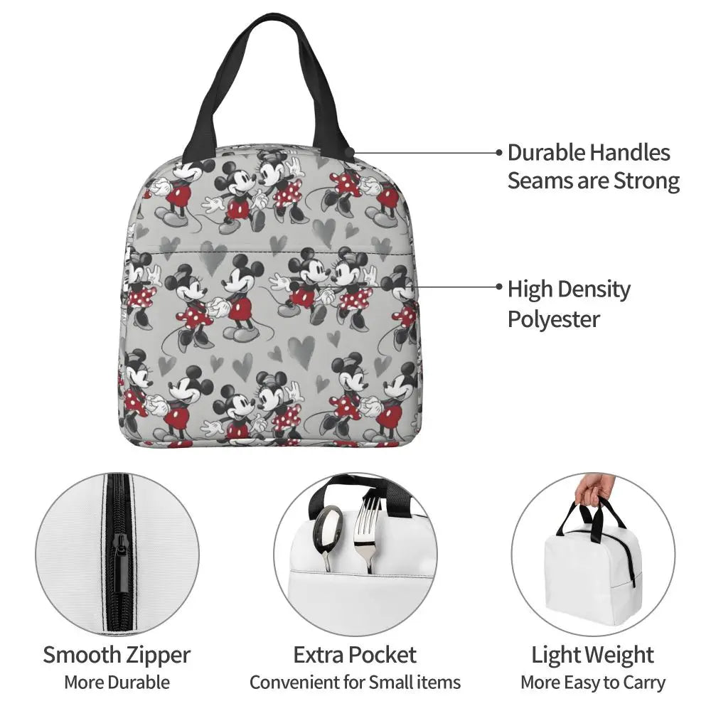 Custom Mickey Pink Minnie Mouse Lunch Bag Women Creative Design Cooler Warm Insulated Lunch Box for Kids School