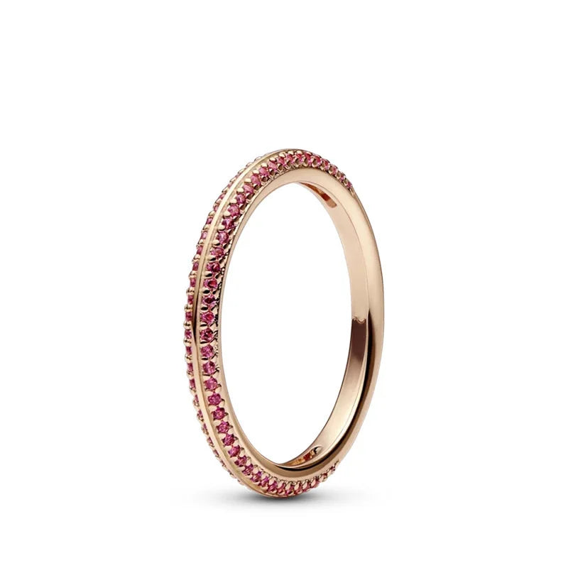18K Rose Gold Plated 925 Originales Silver SilverLock To Love Heart Stone Wedding Luxury Ring Set For Woman Jewelry Party Gift