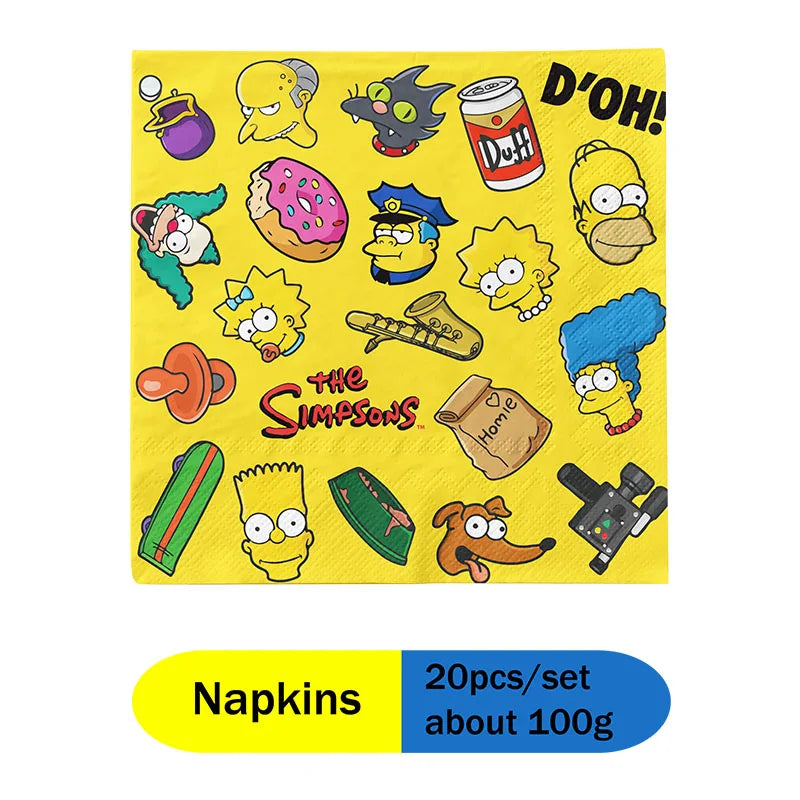 THE SIMPSONS GAME Baby Shower Kids Toy Aluminum Foil Digital Balloon Set Birthday Party Decor and Napkins Disposable Tableware